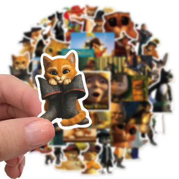 10/52Pcs 90s Classic Cartoon Movie Puss in Boots Stickers for Skateboard Laptop Guitar Luggage Bike Scrapbook Decal Kids Toys (ONLINE ORDER ONLY)