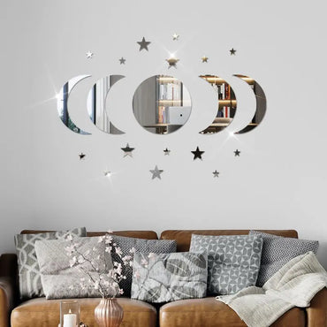 20pcs Acrylic Star Moon Shape Wall Sticker Lenses for Wall Decoration in Living Rooms, Bedrooms, and Other Places Decoration (Online Order Only)