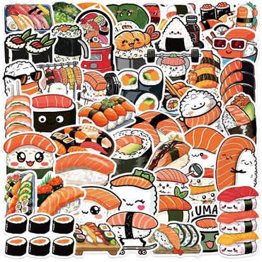 10/30/50PCS Kawaii Sushi Sticky PVC Sticker Aesthetic DIY Decoration Scrapbooking Korean Hand Accounting Supplies for Kids (ONLINE ORDER ONLY)