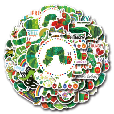 10/30/55PCS Cute The Very Hungry Caterpillar Toys Stickers For Kids DIY Stationery Phone Fridge Car Funny Cartoon Graffiti Decal (Online Order Only)