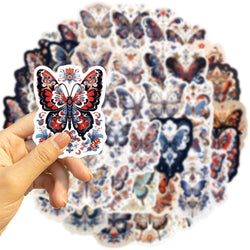 50pcs Retro Cartoon Butterfly Aesthetic Stickers Vinyl Laptop Decals For Luggage Water Bottle Notebook Phone Waterproof Graffiti (ONLINE ORDER ONLY)
