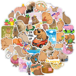 10/30/50pcs Cute Cartoon Capybara Graffiti Stickers Aesthetic Decals Decoration Laptop Notebook Phone Diary Stationery Sticker (ONLINE ORDER ONLY)