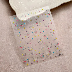 Chic Colourful Star Moon Curved Line Arc Necklace Love Heart Hanging in The Air Cherry Adhesive Nail Art Stickers Manicure Decal (Online Order Only)