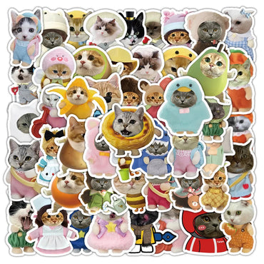 10/30/54PCS Funny Cat Stickers Animal Graffiti DIY Kids Toys Luggage Laptop Phone Guitar Car Bike Skateboard Decoration Sticker (Online Order Only)