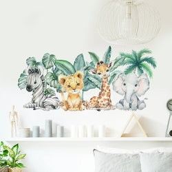 Cute Elephant Giraffe Zebra Jungle Watercolor Wall Stickers Nursery Decor (ONLINE ORDER ONLY)
