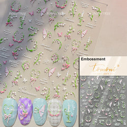Wild Flower Oil Painting Small Variegated Daisy Peach Blossom Lavender Spring Petal Adhesive Nail Art Stickers Manicure Decals (Online Order Only)