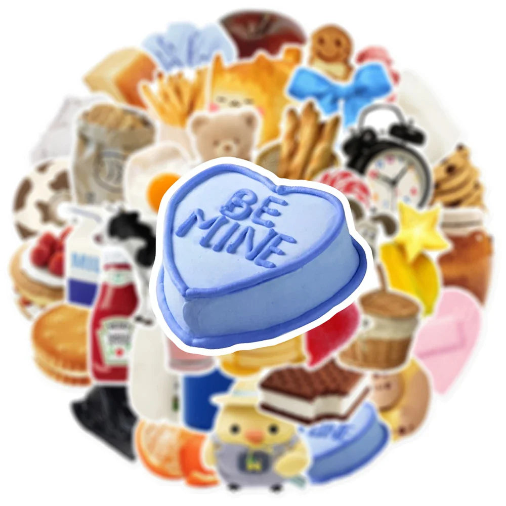10/30/52pcs Cute Cartoon Stickers Korean Ins Style Food Decals For Fridge Scrapbook Notebook Laptop Waterproof Sticker Kids Toys (ONLINE ORDER ONLY)