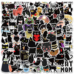 100pcs Black Cat Stickers Waterproof for Scrapbook, Phone, Guitar, Laptop, Luggage (ONLINE ORDER ONLY)