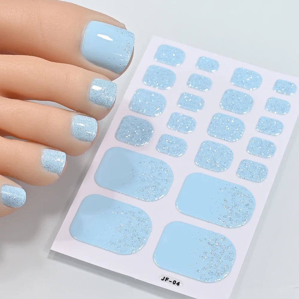 110Tips 3D Full Cover Gradient Toenail Stickers Multi Color Self Adhesive Slider No Need UV Lamp Cured Press On Toe Nail Decals* (ONLINE ORDER ONLY)