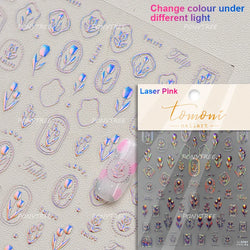 Golden Border Tulip Bloom Flower Bowknot Geometric Frame Metal Workmanship Charming Adhesive Nail Art Sticker Manicure Decals (ONLINE ORDER ONLY)