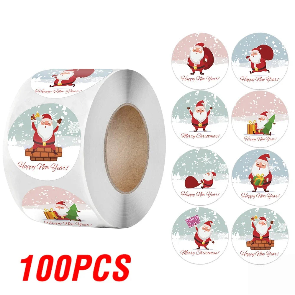 100-500Pcs New 1 Inch Christmas Theme Seal Labels Stickers For DIY Gift Baking Package Envelope Stationery Decoration (ONLINE ORDER ONLY)