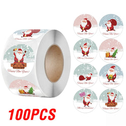 100-500Pcs New 1 Inch Christmas Theme Seal Labels Stickers For DIY Gift Baking Package Envelope Stationery Decoration (ONLINE ORDER ONLY)