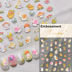 Dog Rabbit Line Bunny Footprint Bowknot Heart Cake Strawberry Flowers Bone Graffiti Adhesive Nail Art Stickers Manicure Decals (ONLINE ORDER ONLY)