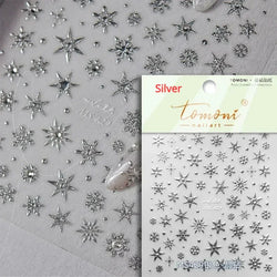 Winter Dreamy Hot Stamping Romantic White Pink Snowflakes Hexagon 3D Self Adhesive Nail Art Stickers Christmas Manicure Decals (ONLINE ORDER ONLY)
