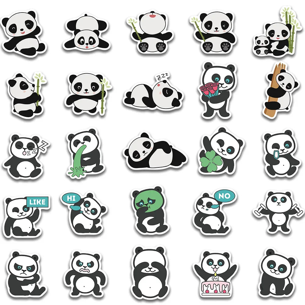 50pcs Cute Cartoon Panda Animals Stickers Kids Toy Vinyl Waterproof Graffiti Guitar Laotop Phone Luggage Sticker Decals (ONLINE ORDER ONLY)