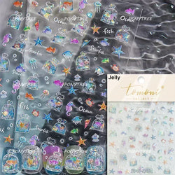 Hot Stamping Laser Shell Conch Starfish Pearl Whale Coral Dolphin Summer Beach Sea Wave Jellyfish Bubble Nail Art Stickers Decal (ONLINE ORDER ONLY)