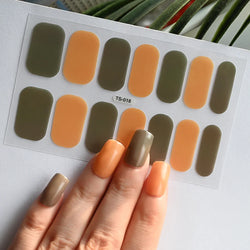 14Tips Solid Color Stickers Nail Art Supplies European & American Simple Decals Oil Film Decals Press on Nails Stickers Designer (ONLINE ORDER ONLY)