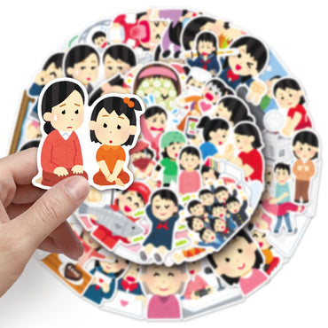 10/30/50PCS Irasutoya Stickers Illustration Graffiti Sticker Funny Cartoon Meme Decoration Laptop Phone Guitar Bike Skateboard (ONLINE ORDER ONLY)