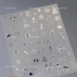 Apple Bear Bunny Snowman Winter Tree Bell Dog Self Adhesive Nail Art Stickers Snowflake Santa Claus Rhinestone Manicure Decals (ONLINE ORDER ONLY)