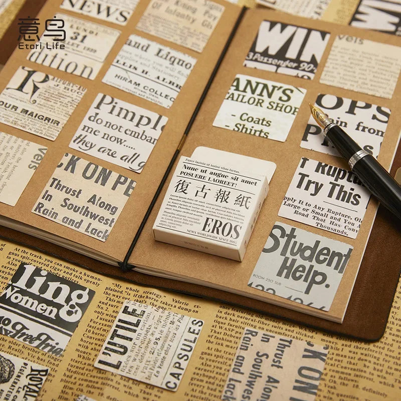 46pcs/lot Vintage Newspaper Stickers Junk Journal Decorative Small Stickers DIY Album Scrapbooking Diary Craft Stickers Planner (Online Order Only)