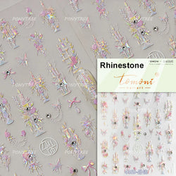 Charming Butterfly Candle Holder Candlestick Chic Rose Flower Romantic Self Adhesive Nail Art Stickers Rhinestone Manicure Decal (ONLINE ORDER ONLY)