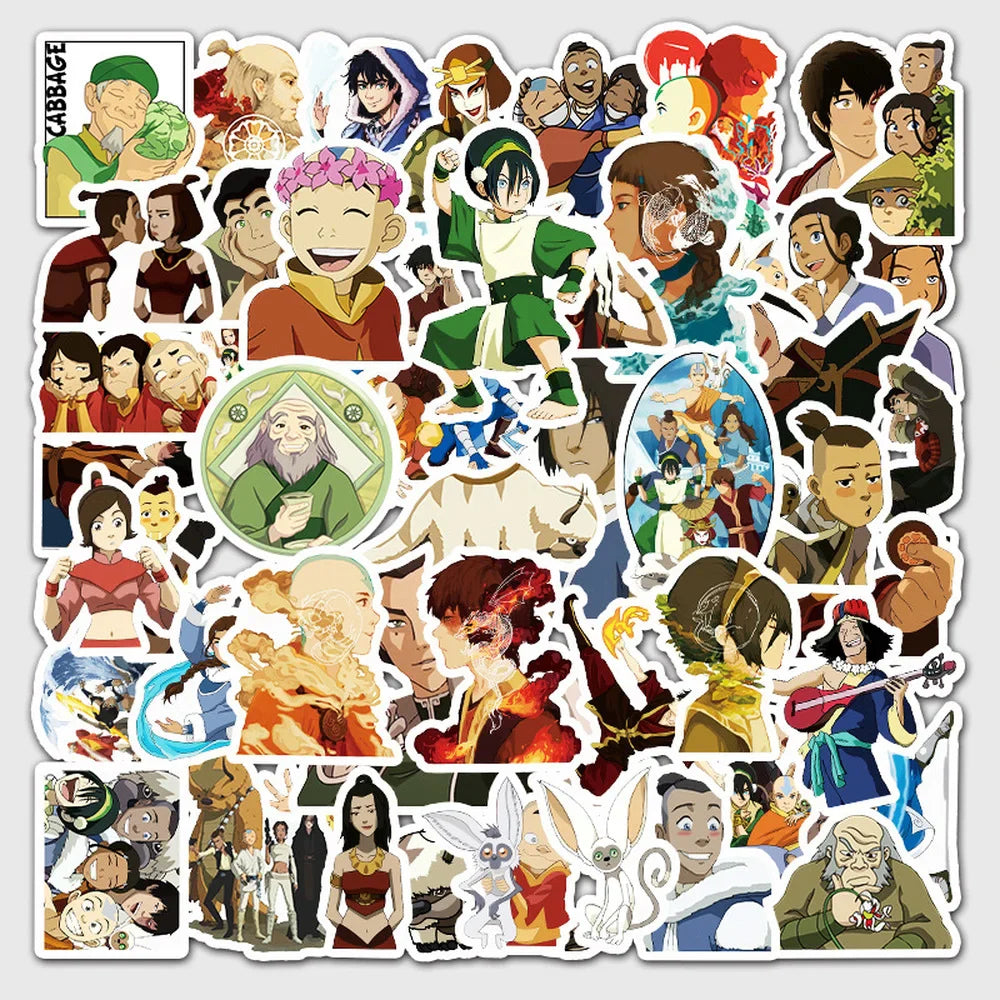 50PCS Anime Avatar The Last Airbender Waterproof Stickers DIY Skateboard Guitar Laptop Cool Cartoon Decal Kids Toy Sticker (Online Order Only)