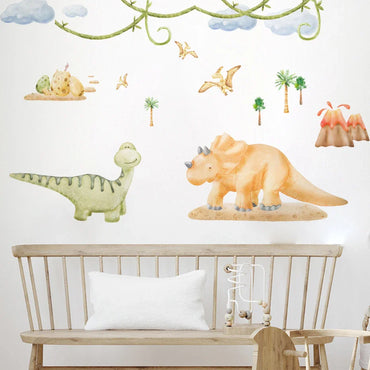 Watercolor Triceratops Dinosaur Wall Stickers for Kids Room Decor Removable PVC Decals (Online Order Only)