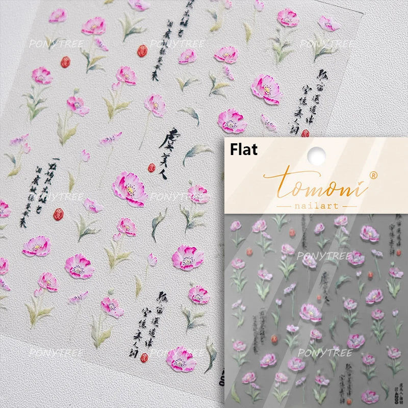 Lily of The Valley Star Spring Flower Bowknot Butterfly Water Bubbles Self Adhesive Nail Art Stickers Rhinestone Manicure Decals (ONLINE ORDER ONLY)