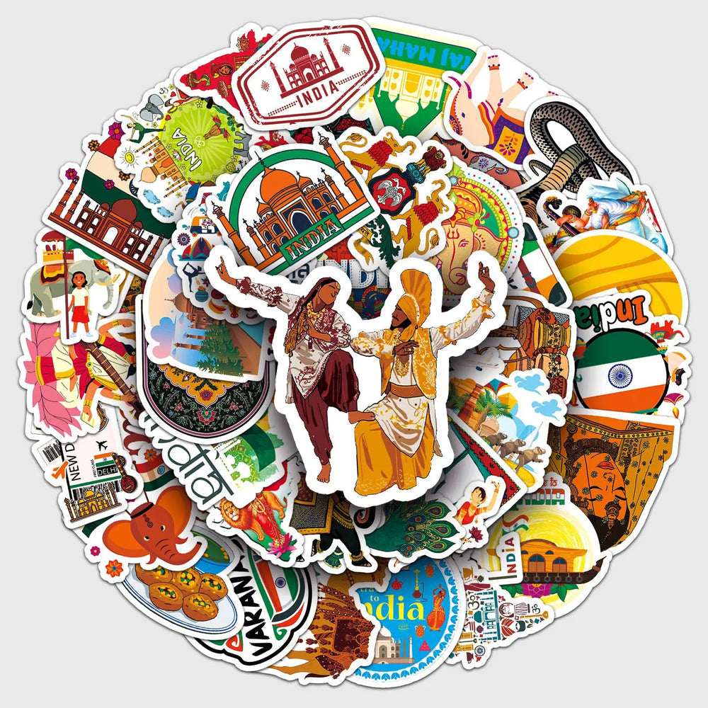 Indian Travel Stickers 10/30/50PCS for Phone Laptop Luggage Skateboard Decals Kid Gift (ONLINE ORDER ONLY)