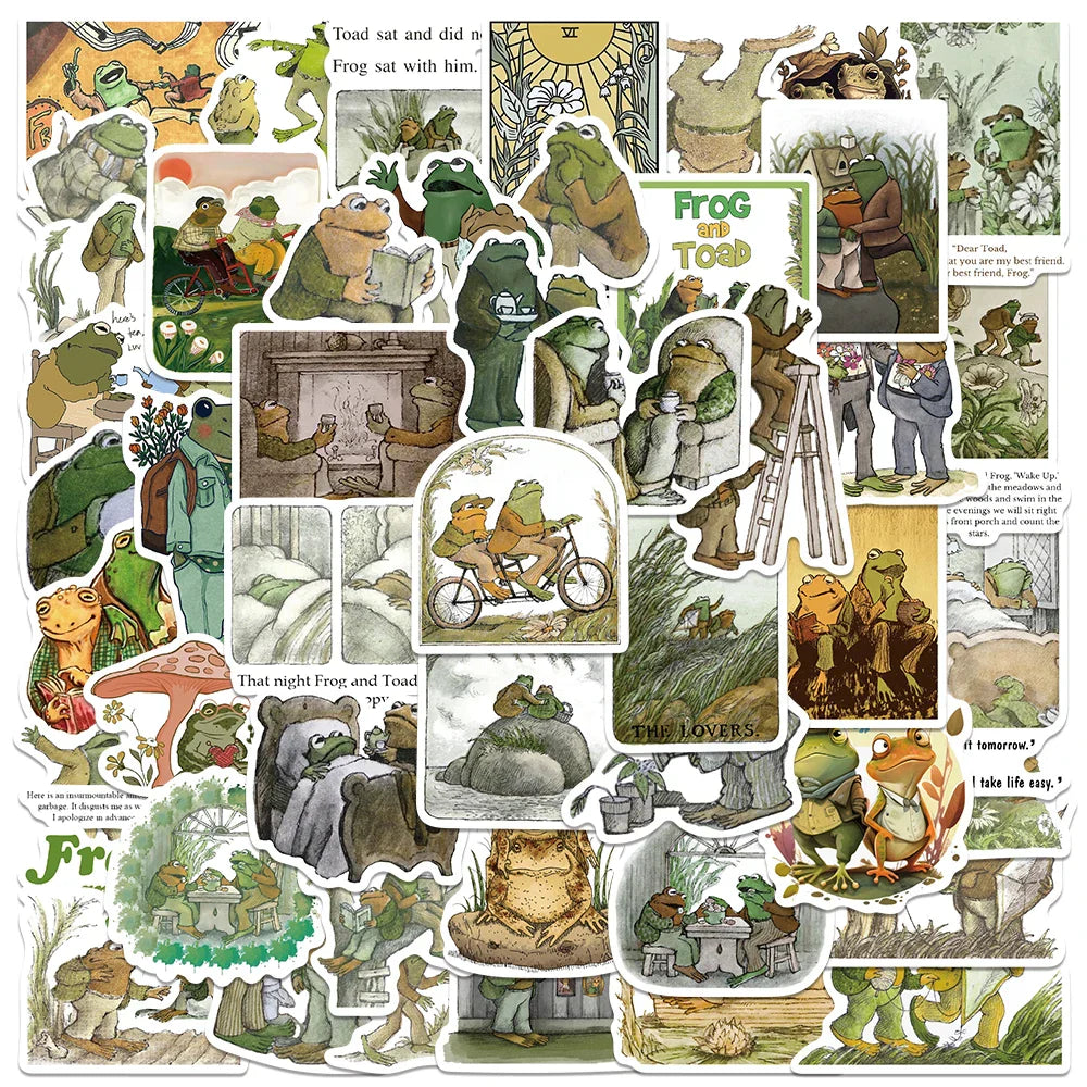 50PCS Frog and Toad Cartoon Stickers Waterproof Vinyl DIY Laptop Fridge Anime Decals Kid Gift (Online Order Only)