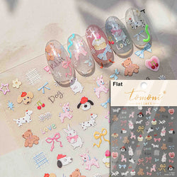 Lovely Pink Red Cherry Fruit Love Heart Star Lucky Letter Bowknot Romantic Adhesive Nail Art Stickers Rhinestone Manicure Decals (Online Order Only)