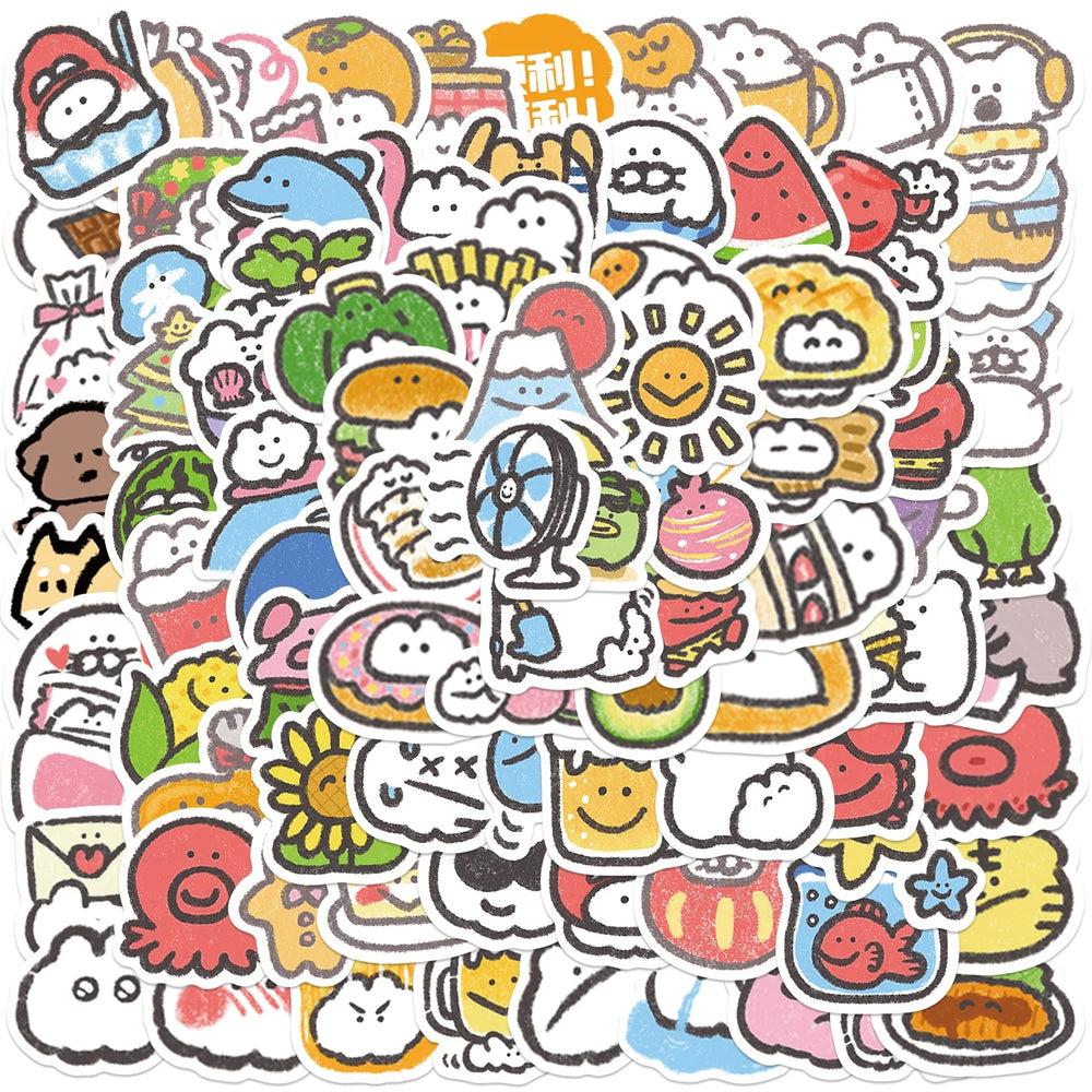 100Pcs Mini MOKMOK Cartoon Cute Sticker For Fridge Luggage Laptop Skateboard Bicycle PVC Waterproof Bottle Decal Stickers (Online Order Only)