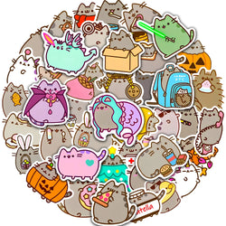 10/30/50PCS Kawaii Chunky Cat Stickers Cute Cartoon Decals Decorative DIY Phone Stationery Scrapbook Guitar Bike Kids Sticker (ONLINE ORDER ONLY)