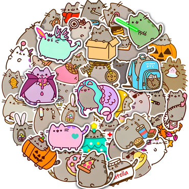 10/30/50PCS Kawaii Chunky Cat Stickers Cute Cartoon Decals Decorative DIY Phone Stationery Scrapbook Guitar Bike Kids Sticker (ONLINE ORDER ONLY)