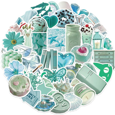 10/50pcs Ins Style Cool Summer Mint Mambo Green Stickers Aesthetic Decals DIY Scrapbooking Diary Luggage Water Bottle Sticker (ONLINE ORDER ONLY)