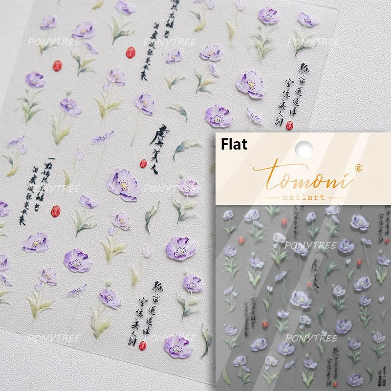Antique Flowers Bird Swallow Fruit Narcissus Orchid Oranges Peaches Grape Cherry Strawberries Nail Art Stickers Manicure Decals (ONLINE ORDER ONLY)