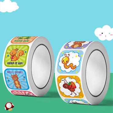 300pcs/Roll Cute Animal Motivational Stickers for Kids Reward & Self-Adhesive Labels for Elementary Students Stationery Stickers (ONLINE ORDER ONLY)