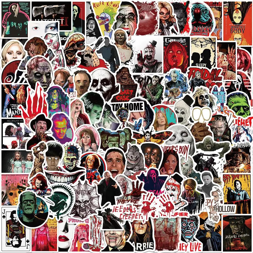 Horror Movie Character Stickers 10/25/50/100PCS Decals for Car, Guitar, Luggage, Kids Gift (ONLINE ORDER ONLY)