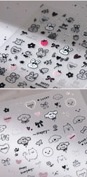 Dog Rabbit Line Bunny Footprint Bowknot Heart Cake Strawberry Flowers Bone Graffiti Adhesive Nail Art Stickers Manicure Decals (ONLINE ORDER ONLY)