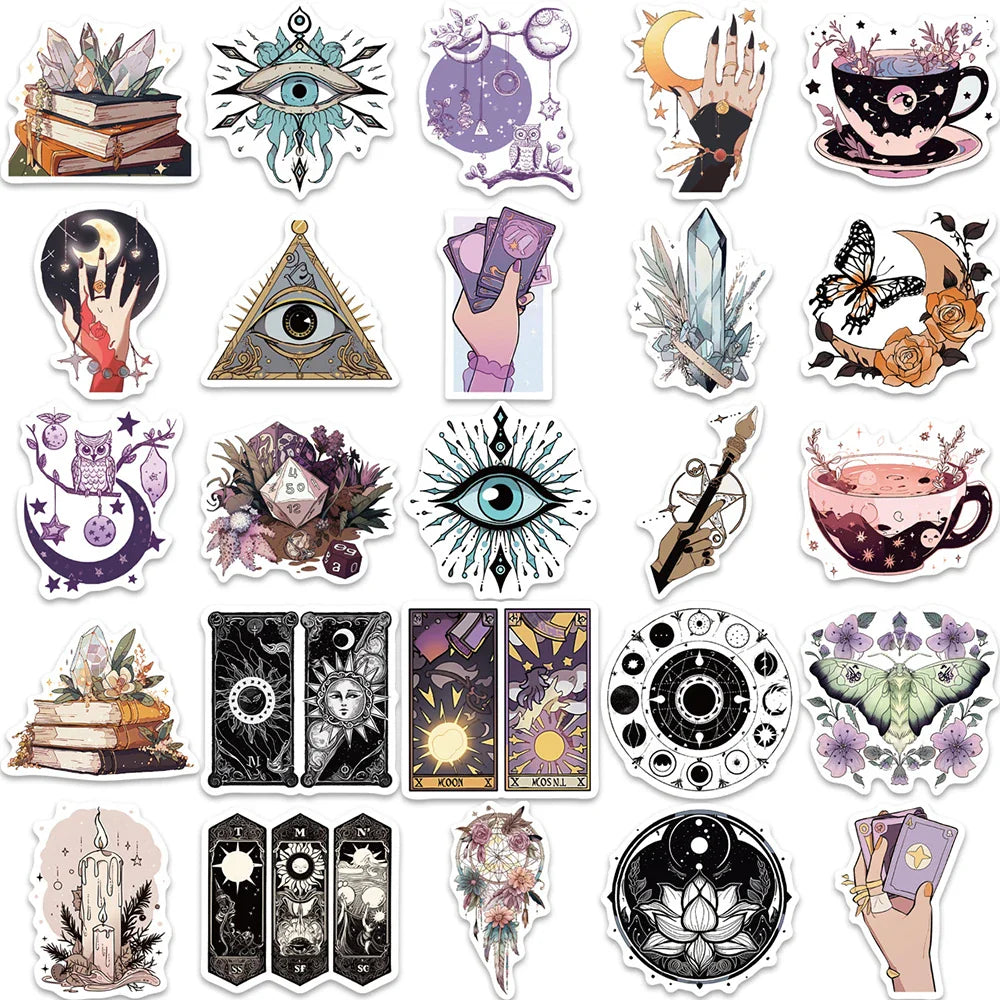 10/30/50pcs Bohemian Gothic Magic Witch Graffiti Stickers Decals Laptop Phone Luggage Skateboard Car Decoration Sticker Kid Toy (ONLINE ORDER ONLY)
