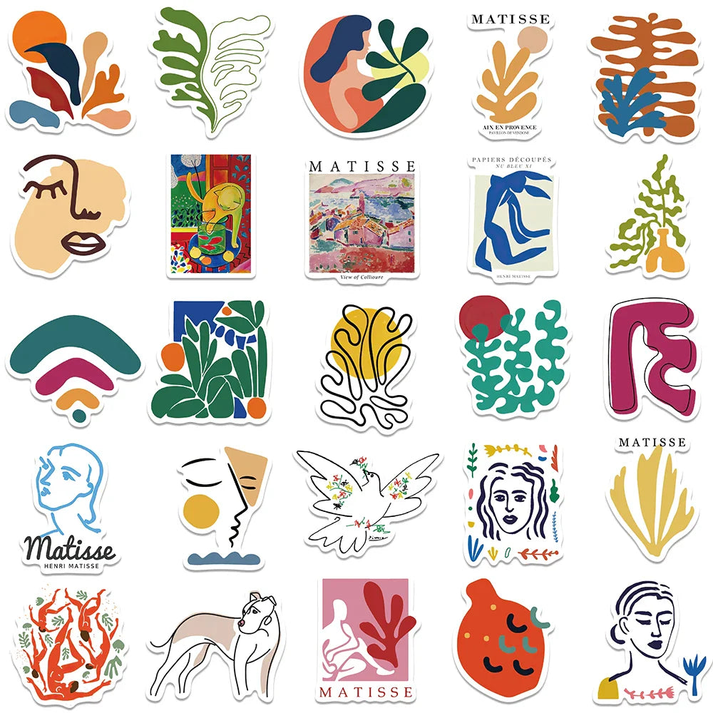 50PCS Matisse Avant-garde Abstract Art Poster Painting Cool Graffiti Sticker Skateboard Phone Laptop Luggage Decals Stickers (ONLINE ORDER ONLY)
