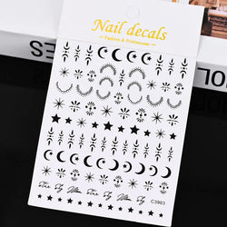 1 Sheet Star Nail Art Stickers 3d Self Adhesive Nail Decals Black White Golden Silver Color Star Design Nail Supplies Accessory (ONLINE ORDER ONLY)