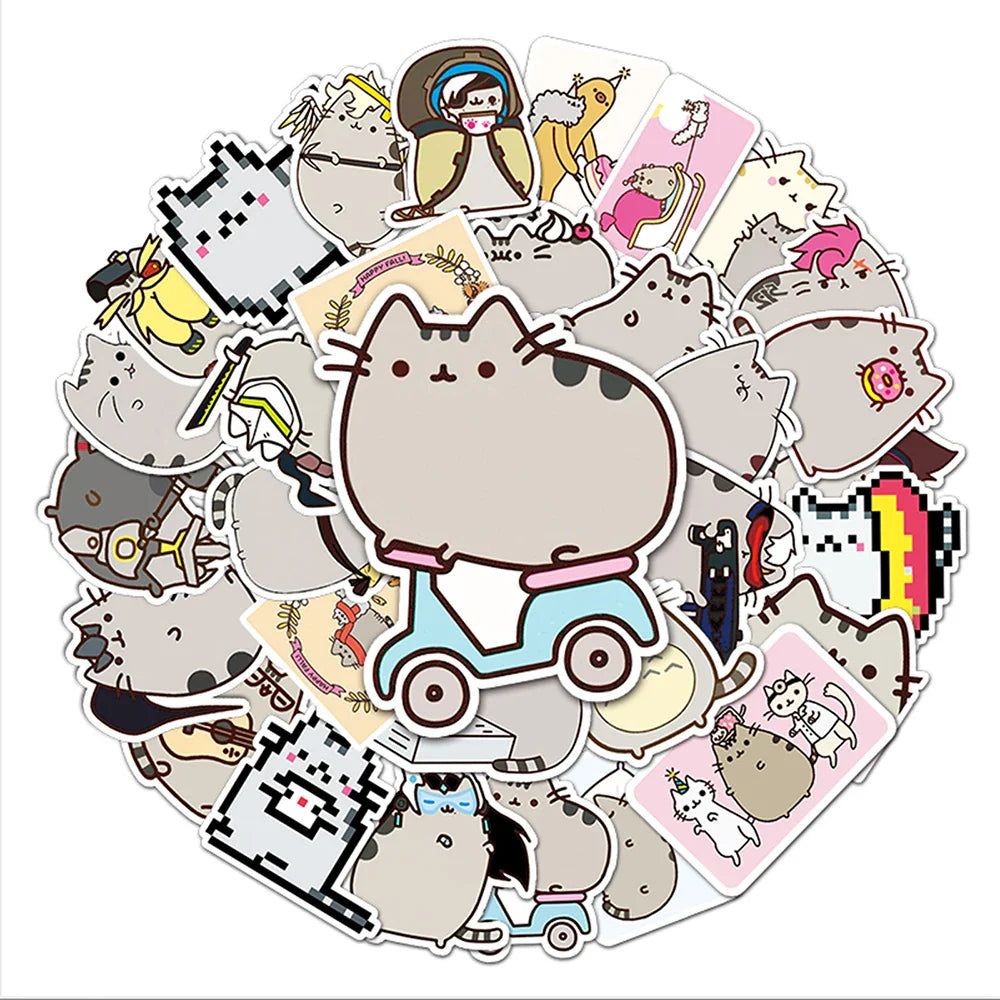10/30/50PCS Kawaii Chunky Cat Stickers Cute Animal DIY Toy For Kids Stationery Notebook Phone PVC Waterproof Sticker Decorative (ONLINE ORDER ONLY)