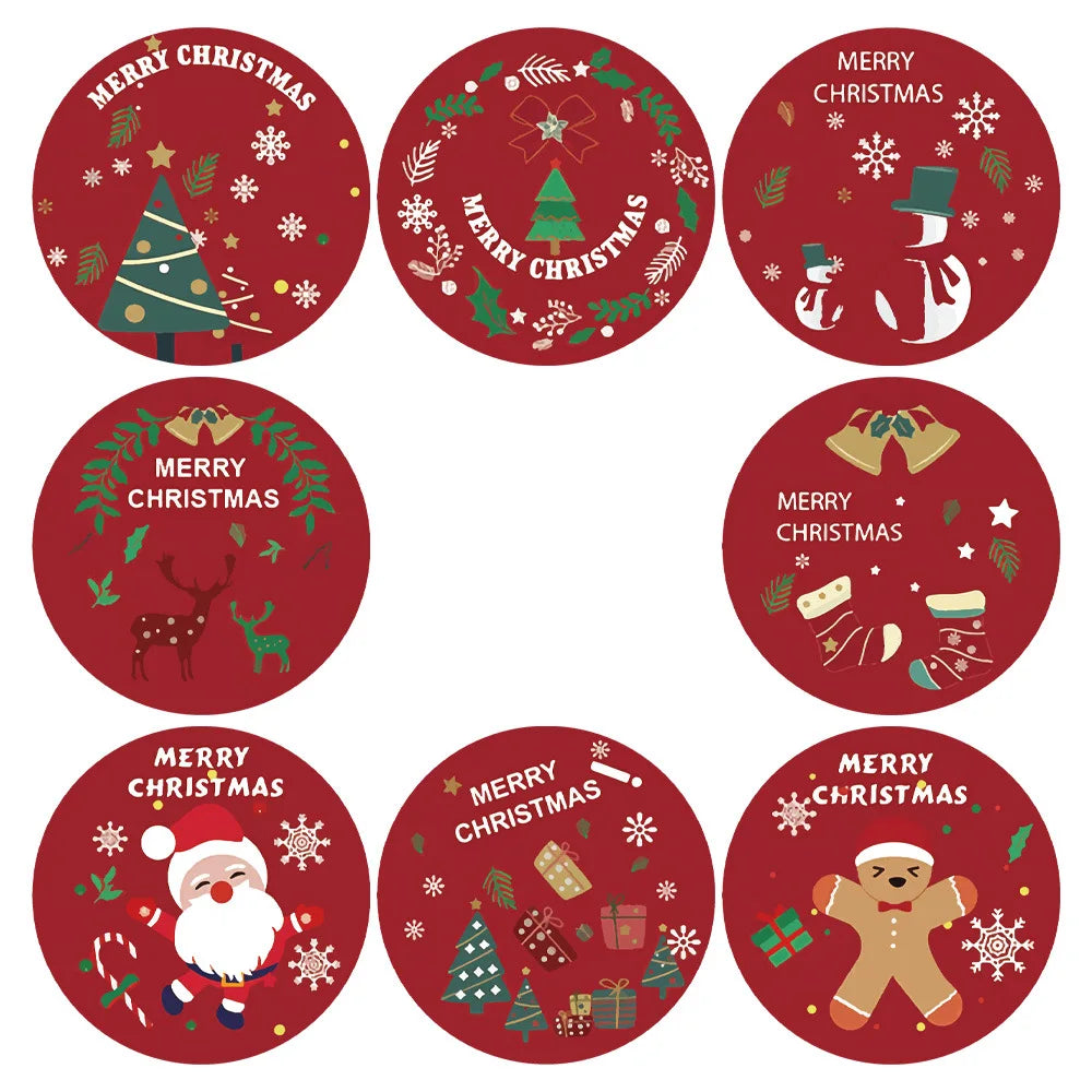50-500Pcs Christmas Theme Seal Labels Stickers Merry Christmas Stickers For DIY Gift Baking Package Envelope Stationery Decor (ONLINE ORDER ONLY)