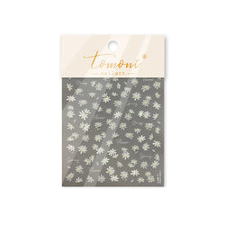 Cute Beige Yellow Pristine Fresh Daisy Flower 5D Shiny Soft Embossed Relief Charm Self Adhesive Nail Art Stickers Manicure Decal (ONLINE ORDER ONLY)