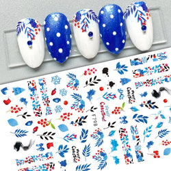 Christmas Greenery Nail Stickers Xmas Holly Animal Penguin Candy Winter Sliders Decor 2024 Holiday Decals Manicure Tips Foils *& (ONLINE ORDER ONLY)