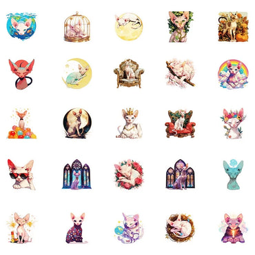 10/30/50PCS Cartoon Cat Flower Sticky PVC Sticker Aesthetic DIY Decoration Scrapbooking Hand Accounting Supplies for Kids (Online Order Only)