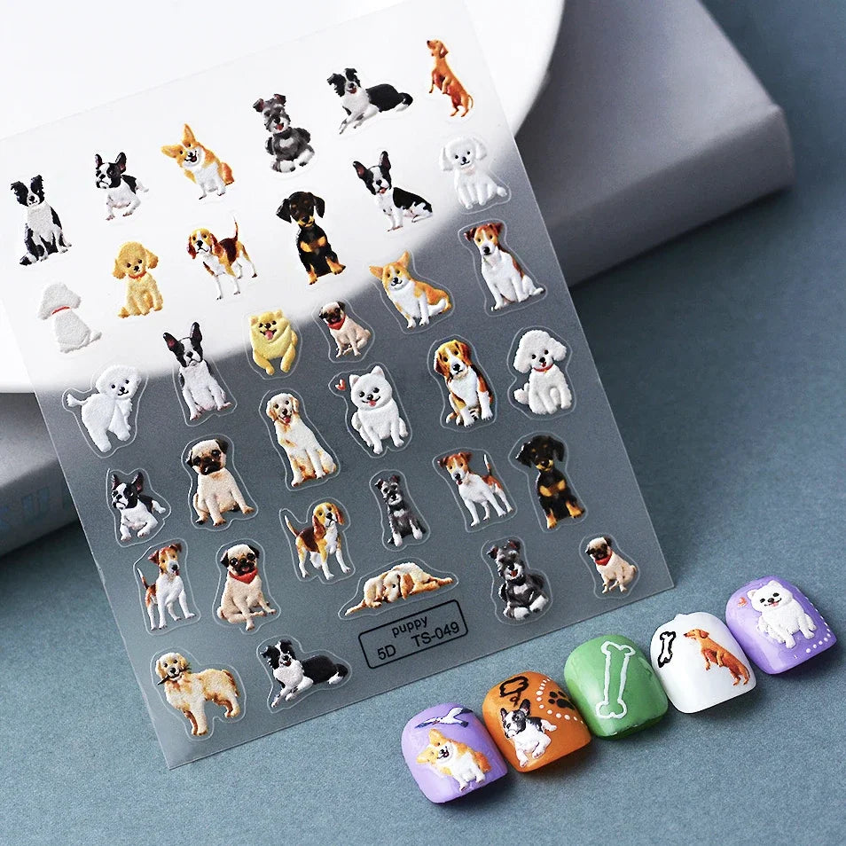 Chic Dragonfly Spider Insect Butterfly 3D Self Adhesive Nail Art Decoration Sticker Heart Puppy Flower Manicure Decal Y2K Flower (ONLINE ORDER ONLY)