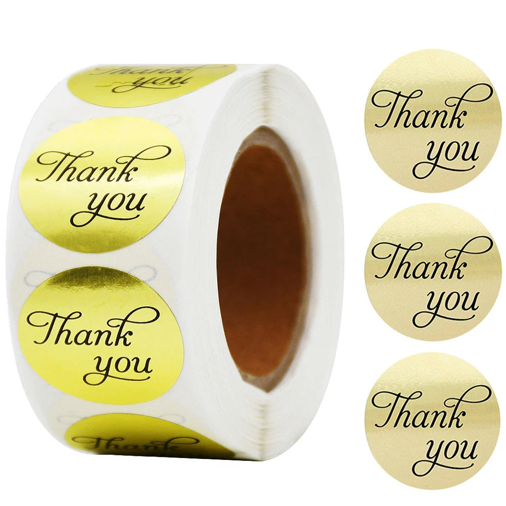 500pcs/roll Round Brown labels Thank You Kraft Stickers 1 inch Wedding Pretty Gift Envelope Sealing Label Stickers Stationery (ONLINE ORDER ONLY)