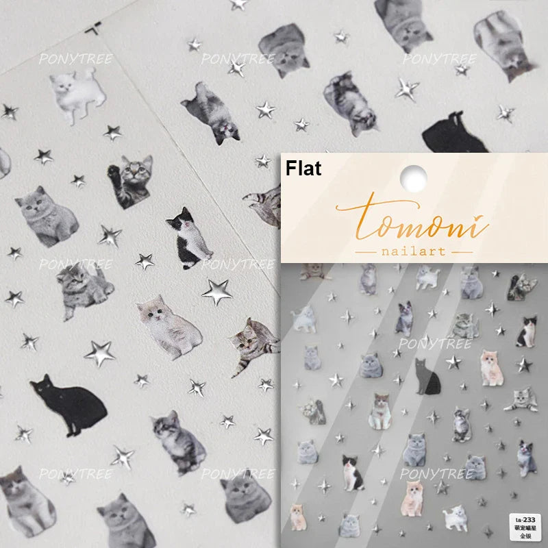 Black Cat Kitten Rabbit Cat's Paw Bowknot Tie Bunny Animals Love Heart Jelly Adhesive Nail Art Stickers Manicure Decal Wholesale (ONLINE ORDER ONLY)